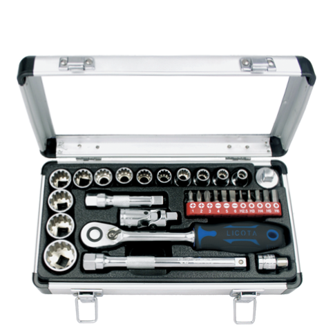 TOOL SET WITH ALUMINUM CASE