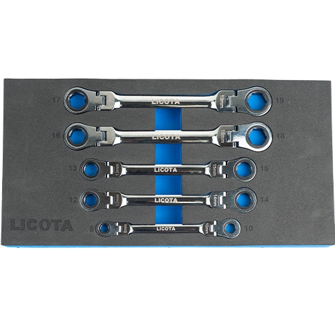 5PCS DOUBLE BOX-END FLEXIBLE RATCHET WRENCH SET ANTI-SLIP