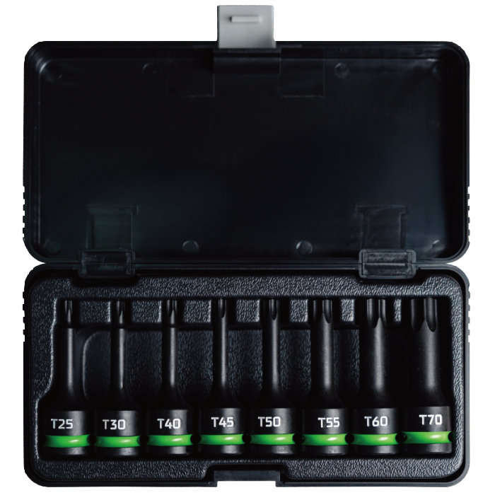 8 PCS 1/2" DR. × 78 MML TORX IMPACT  DRIVER SET
