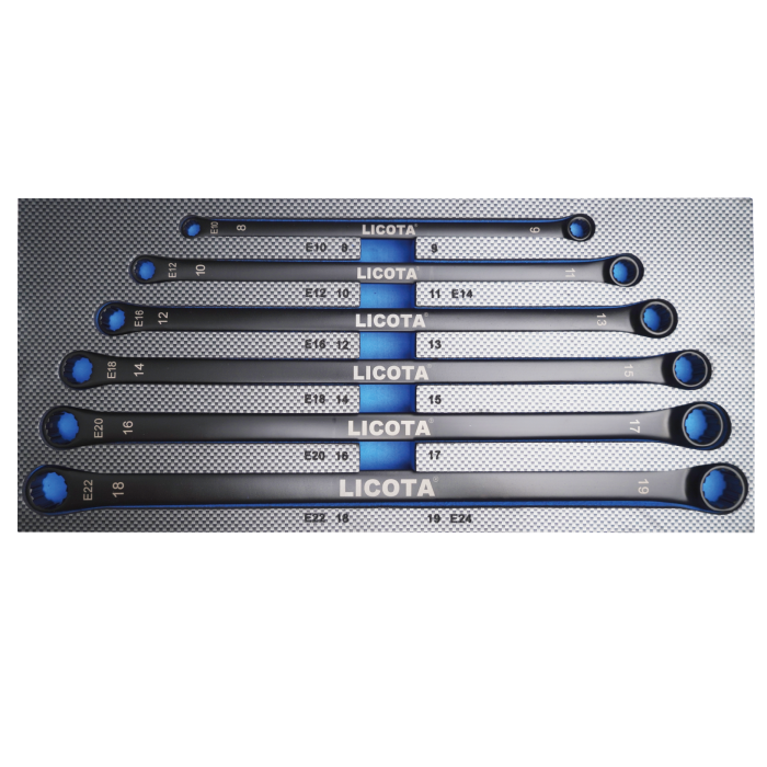 6PC 12PT- EXTRA LONG UNIVERSAL EXTRACTOR DOUBLE RING WRENCH SET