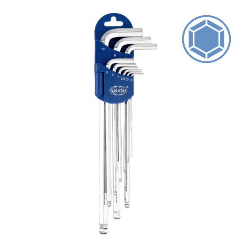 9 PCS EXTRA LONG TYPE BALL POINT HEX KEY WRENCH SET