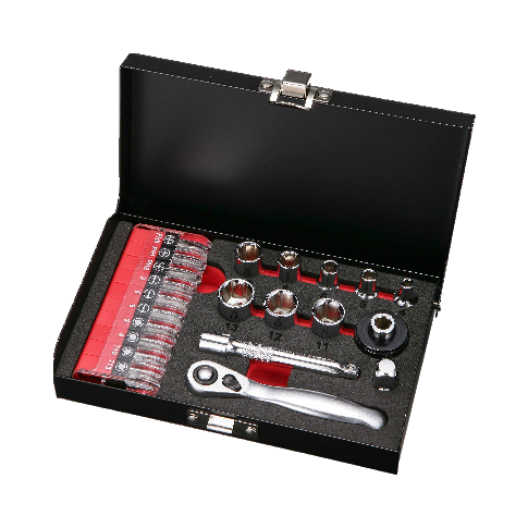 22 PCS CLIP TYPE BIT BOX & RATCHET SET