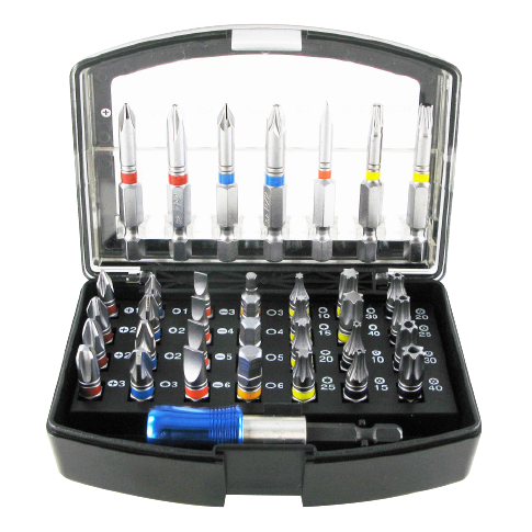 36 PCS 1/4" DR. × 25 MML COLOR RING BIT SET