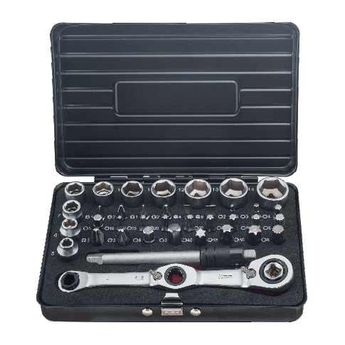 40 PCS BITS & SOCKETS SET WITH 3 WAY RATCHET WRENCH