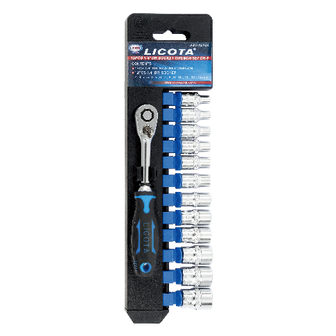 13 PCS 1/4" DR. FLANK SOCKET WRENCH SET, CR-V