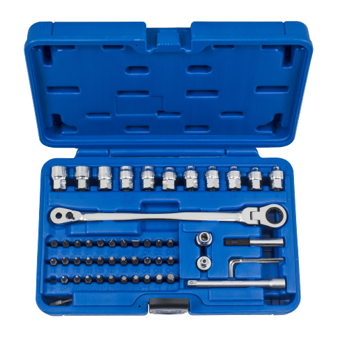 51 PCS 1/4" DR. EXTRA LONG LOW PROFILE BITS & SOCKET RATCHET WRNECH SET