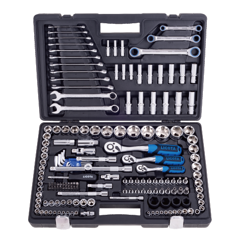 170 PCS 1/4" & 3/8" & 1/2" DR. 6PT FLANK SOCKET SET (METRIC + S.A.E.)