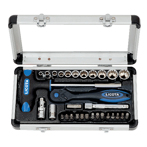 31 PCS 1/4" DR. 72T SPLINE SOCKET WRENCH AND BIT SET