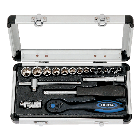 18 PCS 1/4" DR. 72T SPLINE SOCKET WRENCH SET