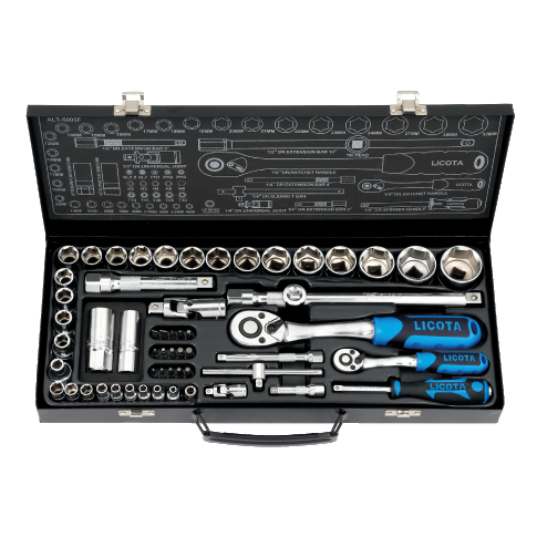 57 PCS 1/4" DR. & 1/2" DR. RATCHET SOCKET AND BIT SET