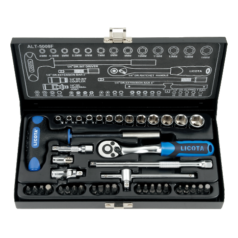 42 PCS 1/4" DR. RATCHET SOCKET AND BIT SET