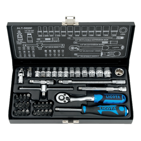 43 PCS 1/4" DR. RATCHET SOCKET AND BIT SET