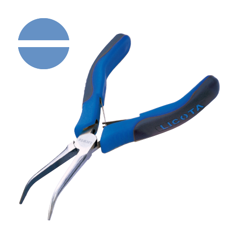 LONG BENT NEEDLE NOSE PLIERS, NON CUTTER, SMOOTH JAWS (SPRING WITH SHEET STAINLESS STEEL)