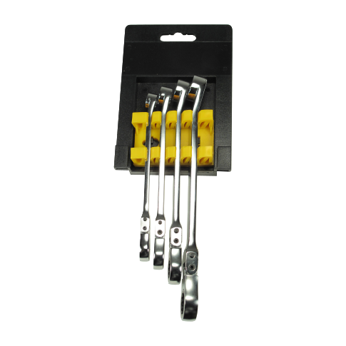 4 PCS LOCKABLE FLEX GEAR WITH 15° HEX RING END WRENCH SET