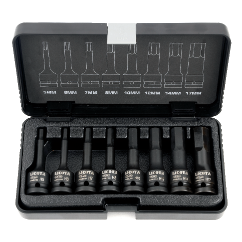 8 PCS 3/8" DR. × 78 MML HEX DRIVER IMPACT SOCKET SET