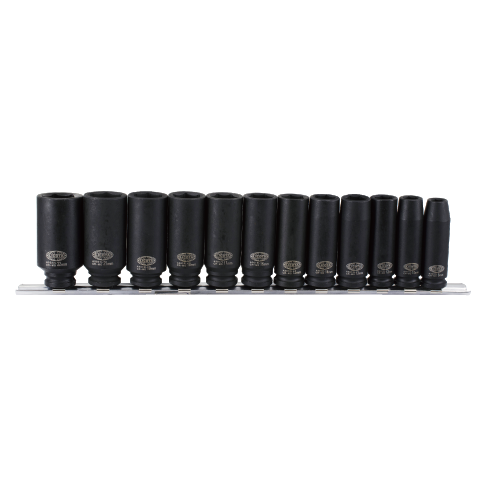 12 PCS 3/8" DR. 6PT FLANK DEEP IMPACT SOCKET SET