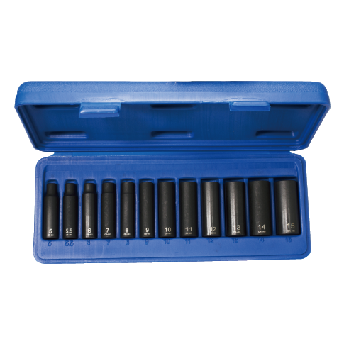 12 PCS 1/4" DR. MAGNETIC DEEP IMPACT SOCKET SET