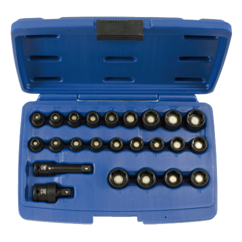 24 PCS 3/8" DR. MAGNETIC IMPACT SOCKET SET (MM+SAE)