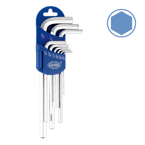 9 PCS LONG TYPE HEX KEY WRENCH SET (S.A.E)