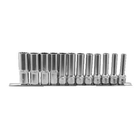 12 PCS 1/2" DR. 12PT FLANK DEEP SOCKET SET