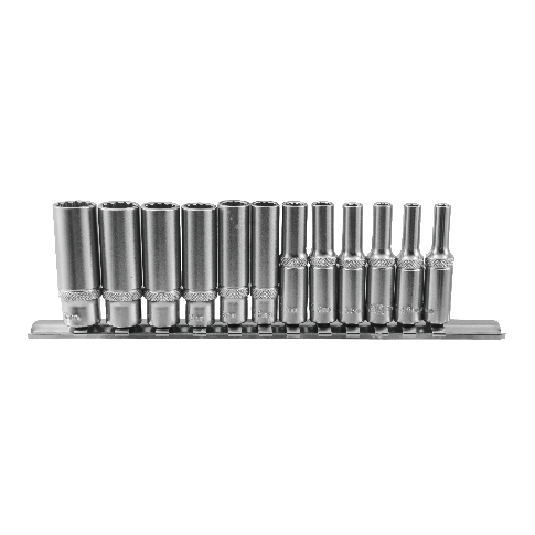 12 PCS 1/4" DR. 12PT FLANK DEEP SOCKET SET