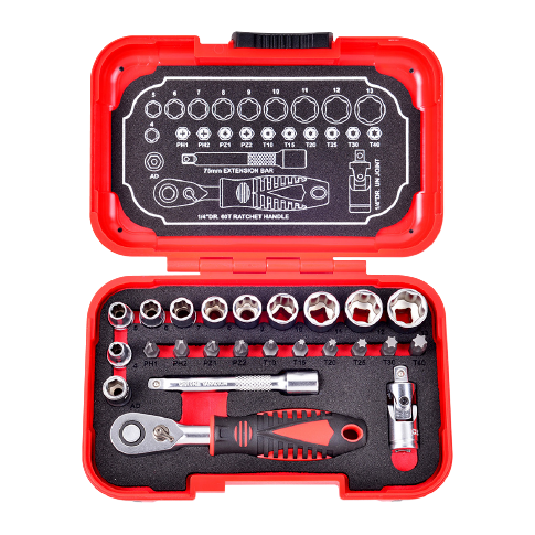 24 PCS 1/4" DR. 60T SUPER LOCK SOCKET AND BIT SET