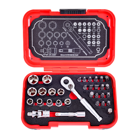 33 PCS 1/4" DR. 72T SUPER LOCK SOCKET AND BIT SET