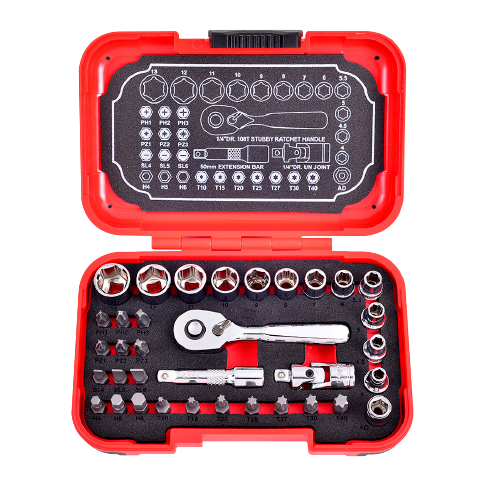 35 PCS 1/4" DR. 108T SOCKET WRENCH AND BIT SET