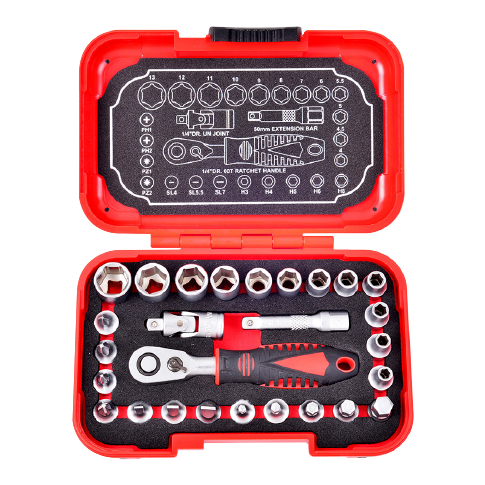 27 PCS 1/4" DR. 60T SOCKET WRENCH SET