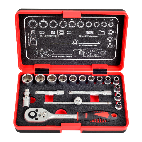 18 PCS 1/4" DR. ANTI-SLIP SOCKET WRENCH SET