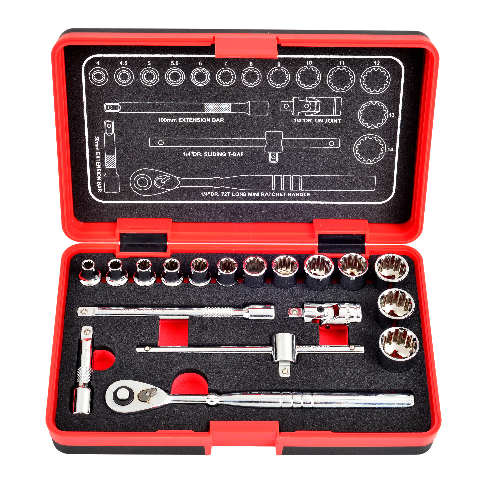 18 PCS 1/4" DR. 72T SPLINE SOCKET WRENCH SET