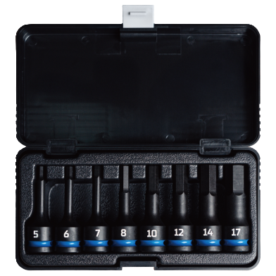 8 PCS 1/2" DR. × 78 MML HEX IMPACT  DRIVER SET