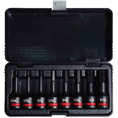 8 PCS 1/2" DR. × 78 MML HEX IMPACT  DRIVER SET