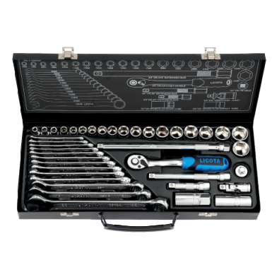 40 PCS 3/8" DR. 6PT FLANK SOCKET & WRENCH SET