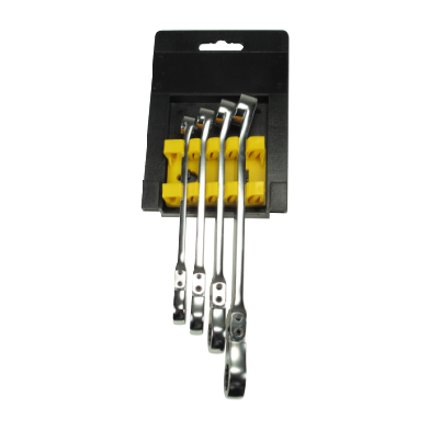 4 PCS LOCKABLE FLEX GEAR WITH 15° HEX RING END WRENCH SET