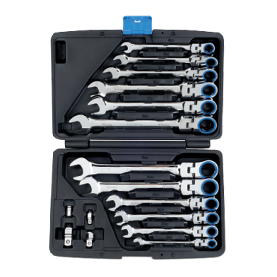 16 PCS 72 TEETH FLEXIBLE RATCHET WRENCH SET WITH 4 PCS ADAPTER