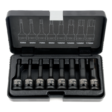 8 PCS 3/8" DR. × 60 MML HEX DRIVER IMPACT SOCKET SET