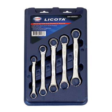 5 PCS 45˚ STUBBY DOUBLE RING OFFSET WRENCH SET