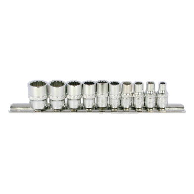 10 PCS 1/4" DR. 12PT SAE SOCKET SET, CR-V