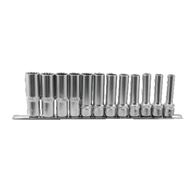 12 PCS 1/2" DR. 12PT FLANK DEEP SOCKET SET