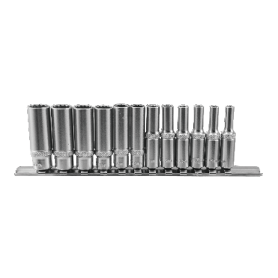 12 PCS 1/4" DR. 12PT FLANK DEEP SOCKET SET