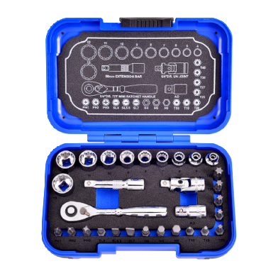 30 PCS 1/4" DR. 72T SUPER SHORT SOCKET AND BIT SET