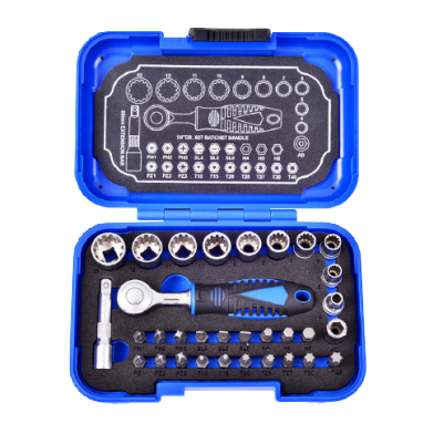 32 PCS 1/4" DR. 60T SPLINE SOCKET WRENCH AND BIT SET