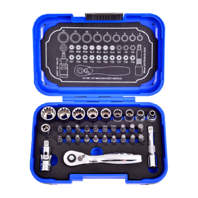 33 PCS 1/4" DR. 72T SPLINE SOCKET WRENCH AND BIT SET