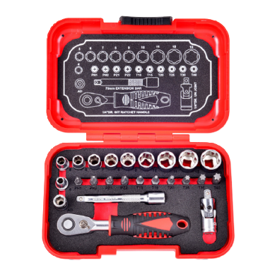 24 PCS 1/4" DR. 60T SUPER LOCK SOCKET AND BIT SET