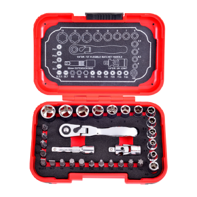 31 PCS 1/4" DR. 72T FLEXIBLE SOCKET WRENCH AND BIT SET