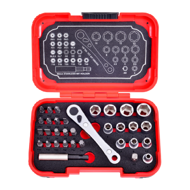 33 PCS 1/4" DR. 72T SOCKET WRENCH AND BIT SET