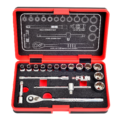 18 PCS 1/4" DR. 72T SPLINE SOCKET WRENCH SET